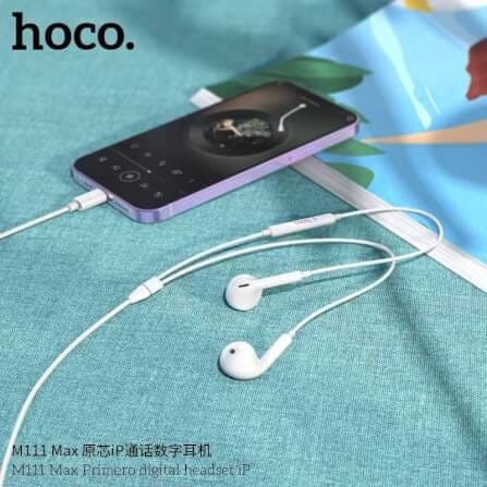 หูฟังอินเอียร์ HOCO M111 MAX สายไลท์นิ่ง สำหรับ IPHONE รุ่น 6-14 ไมค์ในตัว สีขาว_3