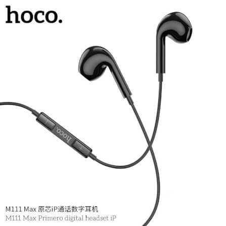 หูฟังอินเอียร์ HOCO M111 MAX สายไลท์นิ่ง สำหรับ IPHONE รุ่น 6-14 ไมค์ในตัว สีดำ_3