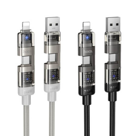 สายชาร์จเร็ว 4IN1 HOCO U151 สีดำ จ่ายไฟ 240W TYPE-C & USB-A TO TYPE-C / IP_3