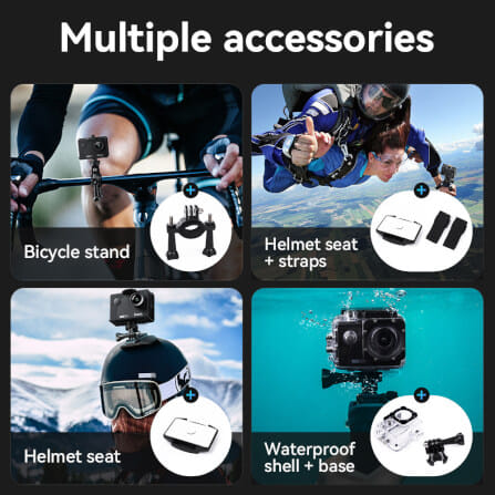 กล้องแอคชั่น HOCO DV100 สีดำ กันน้ำลึก 30 เมตร เลนส์ 150 องศา 1080P / 30FPS หน้าจอ IPS 2 นิ้ว_3