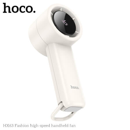 พัดลมพกพา HOCO HX63 แรงลมเทอร์โบ ปรับได้ 100 ระดับ หน้าจอดิจิทัล แบตเตอรี่ 2000MAH ใช้งานสูงสุด 6 ชั่วโมง_3
