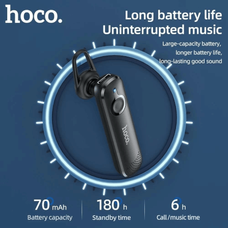 หูฟังไร้สายข้างเดียว HOCO E63 สีดำ พร้อมไมโครโฟน บลูทูธ 5.0 สนทนาได้นาน 6 ชั่วโมง_3