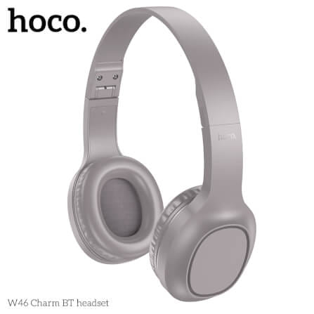 หูฟังไร้สาย HOCO W46 สีเทาสว่าง AUX 3.5MM แบตเตอรี่ 20 ชม. BT 5.3 ไมค์ในตัว_4