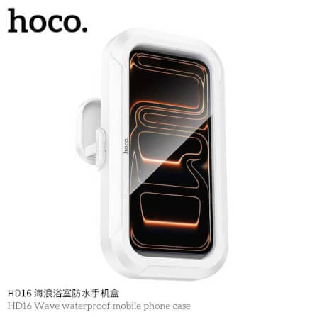 กล่องใส่โทรศัพท์กันน้ำ HOCO HD16 แบบติดผนัง สีขาว รองรับจอสัมผัส หมุนได้ 360°_4