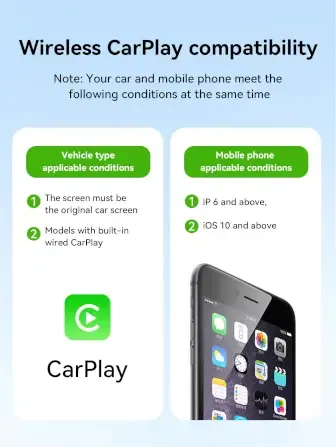 อะแดปเตอร์ WIRELESS CARPLAY HOCO HU3 แปลง CARPLAY แบบมีสายให้เป็นไร้สาย สำหรับ IPHONE สีดำ_4