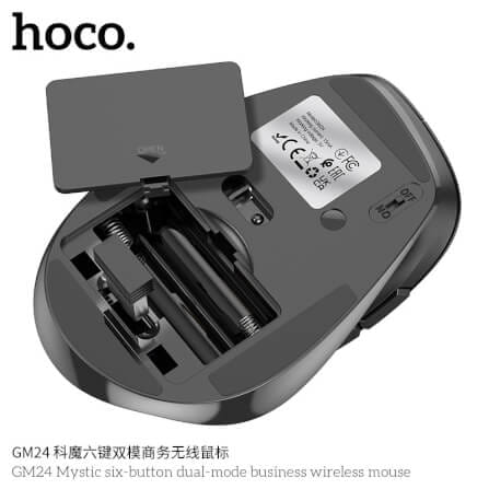 เมาส์ไร้สาย HOCO GM24 สีดำ รองรับ BLUETOOTH 5.2 & WIRELESS 2.4GHZ ปรับความเร็ว 3 ระดับ_4