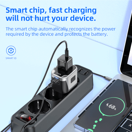ปลั๊กแปลง 3 IN 1 UNIVERSAL HOCO AC5 2USB + 1AC รองรับโซน EU/UK/US/AUS_4