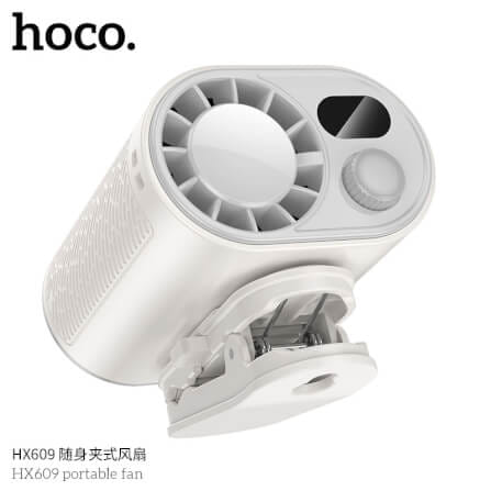 พัดลมพกพา HOCO HX609 แบบคลิปหนีบ หมุนได้ 360° ปรับแรงลม 100 ระดับ หน้าจอดิจิทัล แบตเตอรี่ 3600MAH ใช้งานสูงสุด 9.5 ชั่วโมง_4