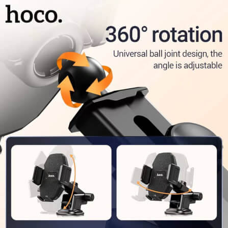 ที่วางโทรศัพท์ในรถยนต์ HOCO HK55 หมุนได้ 360° ติดตั้งบนแดชบอร์ดและกระจกหน้า_4