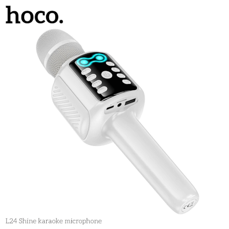 ไมโครโฟนคาราโอเกะ HOCO L24 สีน้ำเงิน พร้อมลำโพงในตัว บลูทูธ 5.4, ไฟ RGB, เล่นไฟล์ผ่าน USB/TF/AUX_4