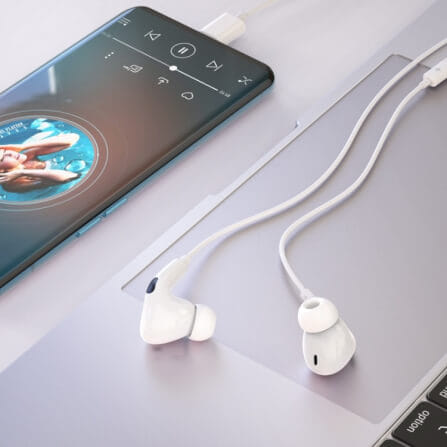 หูฟัง HOCO M101 PRO สาย AUX 3.5MM สีขาว ไมโครโฟนในตัว พร้อมปุ่มคอนโทรล_4
