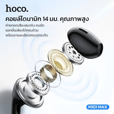 หูฟัง HOCO M101 MAX สาย TYPE-C สีขาว ไมโครโฟนในตัว พร้อมปุ่มคอนโทรล_4