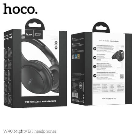 หูฟังไร้สาย HOCO W40 สีดำ พับเก็บได้ รองรับ AUX 3.5MM / TF CARD_5