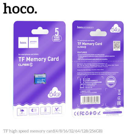 การ์ดหน่วยความจำ MICRO SD HOCO 64GB CLASS 10 ความเร็วสูง สำหรับอุปกรณ์ดิจิทัล_5