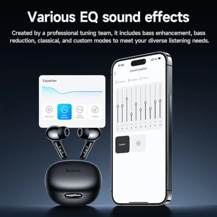 หูฟังแปลภาษา 134 ภาษา HOCO EQ100 สีดำ AI อัจฉริยะ รองรับแอป HOCO MUSIC ปรับแต่งเสียง EQ_5