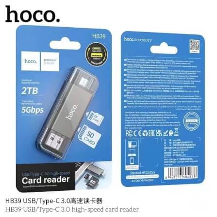 การ์ดรีดเดอร์ 2-IN-1 HOCO HB39 USB 3.0 & TYPE-C ความเร็วสูง 5GBPS รองรับ OTG สำหรับการ์ด TF & SD_5