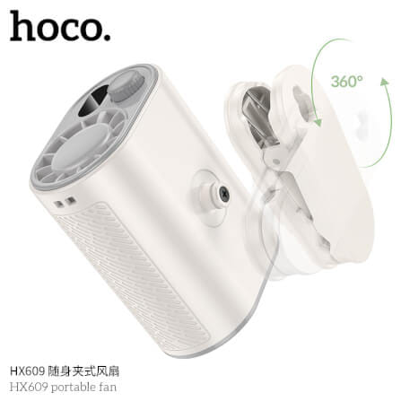 พัดลมพกพา HOCO HX609 แบบคลิปหนีบ หมุนได้ 360° ปรับแรงลม 100 ระดับ หน้าจอดิจิทัล แบตเตอรี่ 3600MAH ใช้งานสูงสุด 9.5 ชั่วโมง_5