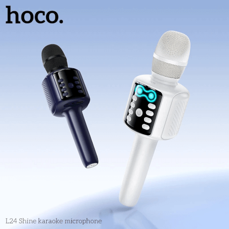 ไมโครโฟนคาราโอเกะ HOCO L24 สีน้ำเงิน พร้อมลำโพงในตัว บลูทูธ 5.4, ไฟ RGB, เล่นไฟล์ผ่าน USB/TF/AUX_5