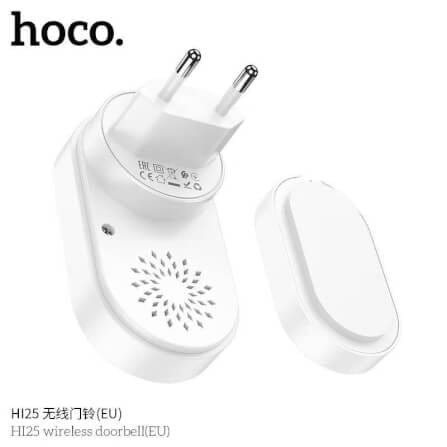 กริ่งไร้สาย HOCO HI25 แบตเตอรี่ 6 เดือน ระยะ 150 เมตร 60 ริงโทน ออดประตู กริ่งประตู สีขาว_5