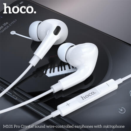หูฟัง HOCO M101 PRO สาย AUX 3.5MM สีขาว ไมโครโฟนในตัว พร้อมปุ่มคอนโทรล_5