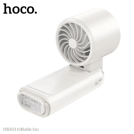 พัดลมพกพา HOCO HX603 สีขาว ปรับแรงลม 199 ระดับ พับได้ 90° แบตเตอรี่ 10 ชม._5