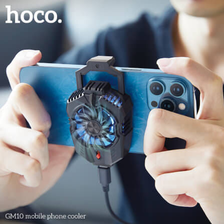 พัดลมระบายความร้อนมือถือ HOCO GM10 รองรับขนาดจอ 4.5-7 นิ้ว สีดำ_6