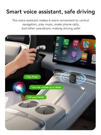 อะแดปเตอร์ WIRELESS CARPLAY HOCO HU3 แปลง CARPLAY แบบมีสายให้เป็นไร้สาย สำหรับ IPHONE สีดำ_6