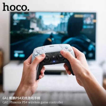 จอยเกมไร้สาย HOCO GA1 สำหรับใช้กับ PS4 รองรับระบบสั่น ระบบเสียง เ, 6-AXIS GYROSCOPE, Bชื่อมต่อหูฟังได้ สีขาว_6