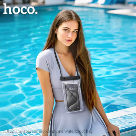 ซองมือถือกันน้ำ HOCO HX52 ระดับ IP68 ล็อค 2 ชั้น รองรับหน้าจอสัมผัส พร้อมสายคล้องคอ สีดำ_6