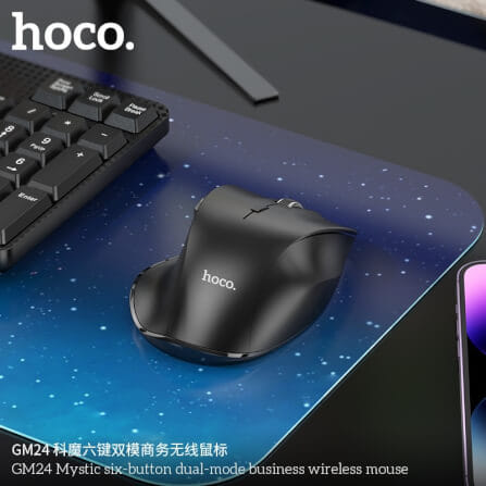 เมาส์ไร้สาย HOCO GM24 สีดำ รองรับ BLUETOOTH 5.2 & WIRELESS 2.4GHZ ปรับความเร็ว 3 ระดับ_6