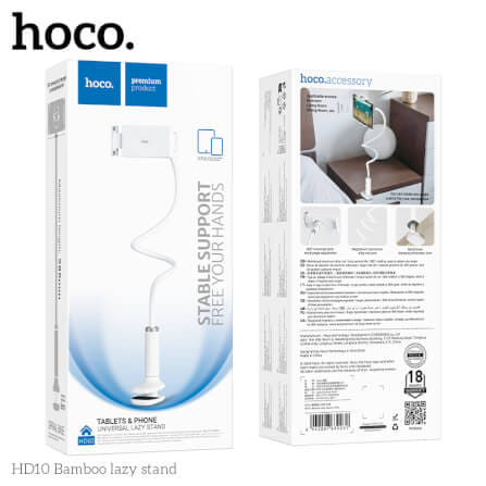 ที่จับโทรศัพท์และแท็บเล็ต HOCO HD10 สีขาว รองรับขนาดจอ 4.5 - 13 นิ้ว แขนดัดงอได้ ปรับมุม 360°_6