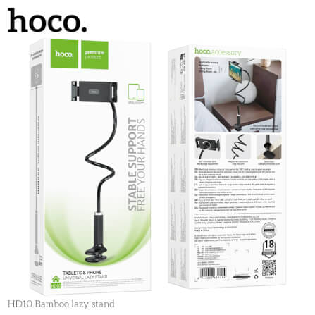 ที่จับโทรศัพท์และแท็บเล็ต HOCO HD10 สีดำ รองรับขนาดจอ 4.5 - 13 นิ้ว แขนดัดงอได้ ปรับมุม 360°_6