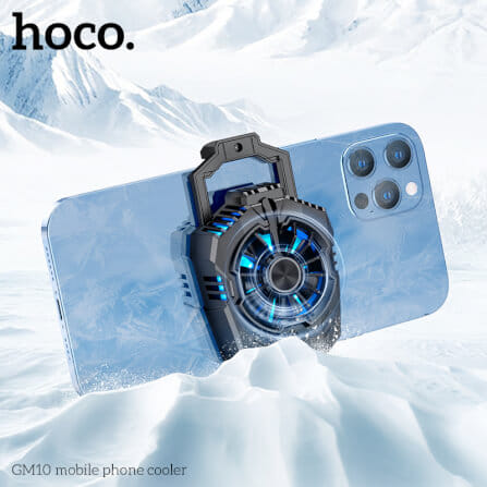 พัดลมระบายความร้อนมือถือ HOCO GM10 รองรับขนาดจอ 4.5-7 นิ้ว สีดำ_7