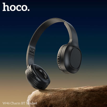 หูฟังไร้สาย HOCO W46 สีเทาสว่าง AUX 3.5MM แบตเตอรี่ 20 ชม. BT 5.3 ไมค์ในตัว_7