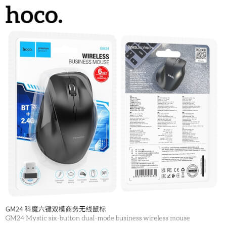 เมาส์ไร้สาย HOCO GM24 สีดำ รองรับ BLUETOOTH 5.2 & WIRELESS 2.4GHZ ปรับความเร็ว 3 ระดับ_7