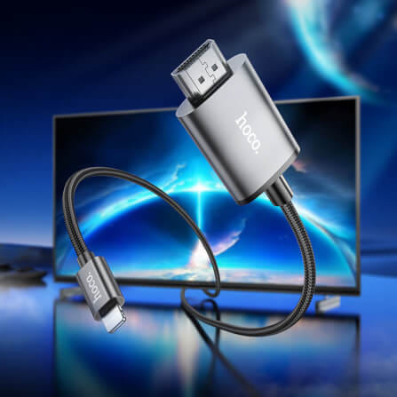 สายเคเบิล LIGHTNING TO HDMI HOCO UA27 รองรับความละเอียด 1080P 60HZ FULL HD ความยาว 2 เมตร สำหรับฟังก์ชั่น SCREEN MIRRORING_7