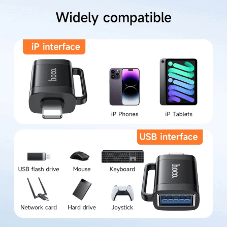 อะแดปเตอร์ LIGHTNING TO USB HOCO UA31A รองรับ OTG ความเร็ว 480MBPS สำหรับ IPHONE 6-14 & IPAD_7