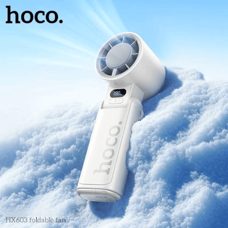 พัดลมพกพา HOCO HX603 สีขาว ปรับแรงลม 199 ระดับ พับได้ 90° แบตเตอรี่ 10 ชม._7