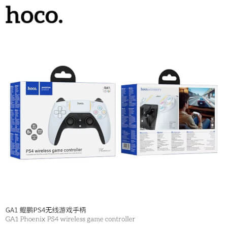 จอยเกมไร้สาย HOCO GA1 สำหรับใช้กับ PS4 รองรับระบบสั่น ระบบเสียง เ, 6-AXIS GYROSCOPE, Bชื่อมต่อหูฟังได้ สีขาว_8