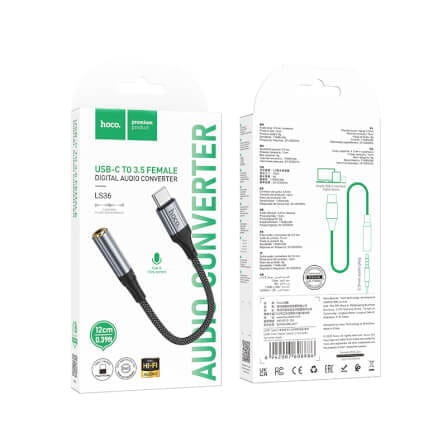 ตัวแปลงหูฟัง TYPE-C TO AUX 3.5MM HOCO LS36 ชิป DAC คุณภาพเสียง HIFI รองรับการโทรและฟังเพลง_8
