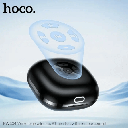 หูฟังไร้สาย HOCO EW204 พร้อมเคสรีโมทคอนโทรล ควบคุมสมาร์ทโฟน การชมวิดีโอ การฟังเพลง การถ่ายรูป สีดำ_8