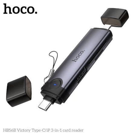 การ์ดรีดเดอร์ 3IN1 HOCO HB56B TYPE-C + IOS LIGHTNING อ่าน SD CARD, MICRO SD CARD, USB FLASH DRIVE รองรับ OTG ความเร็วสูง 5GBPS_8