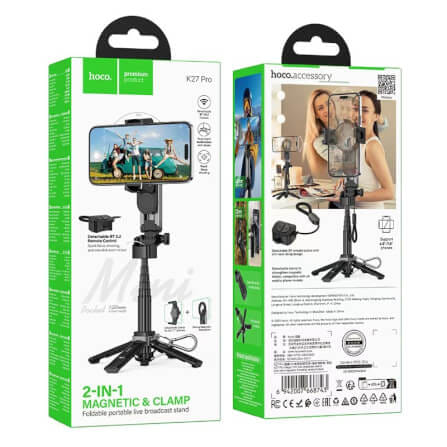 ขาตั้งมือถือ 3IN1 HOCO K27 PRO ระบบยึดแม่เหล็ก พร้อมรีโมทบลูทูธ หมุน 360°_9