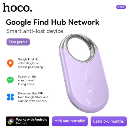 อุปกรณ์ติดตามจีพีเอส HOCO E98A ANDROID GPS TAG สำหรับแอนดรอยด์ รองรับ GOOGLE FIND MY NETWORK สีม่วง_9