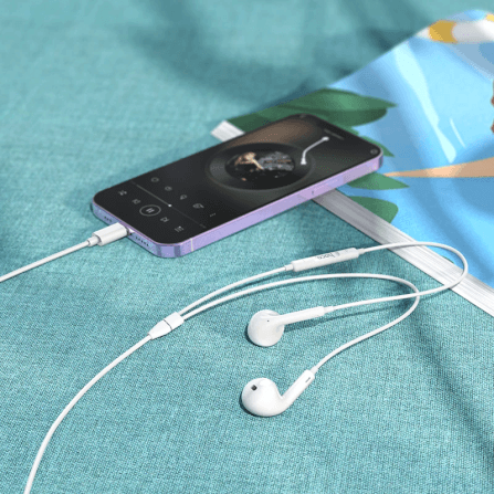 หูฟังมีสาย HOCO M111 สีขาว แจ็คไลท์นิ่ง สำหรับ IPHONE รุ่น 6-14 ไม่ต้องต่อบลูทูธ ไมค์ในตัว_6