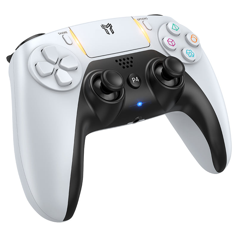 จอยเกมไร้สาย HOCO GA1 สำหรับใช้กับ PS4 รองรับระบบสั่น ระบบเสียง เ, 6-AXIS GYROSCOPE, Bชื่อมต่อหูฟังได้ สีขาว_0