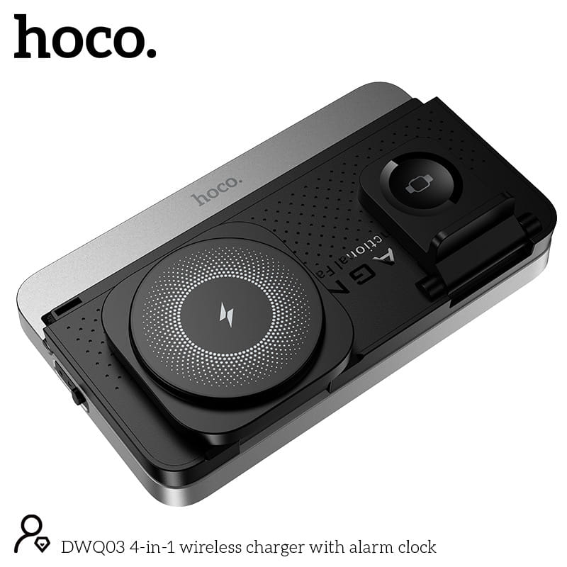แท่นชาร์จไร้สาย 4IN1 พร้อมนาฬิกาตั้งโต๊ะ HOCO DWQ03_10