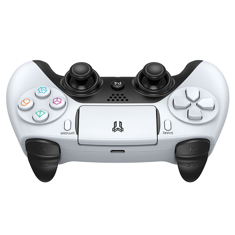 จอยเกมไร้สาย HOCO GA1 สำหรับใช้กับ PS4 รองรับระบบสั่น ระบบเสียง เ, 6-AXIS GYROSCOPE, Bชื่อมต่อหูฟังได้ สีขาว_3