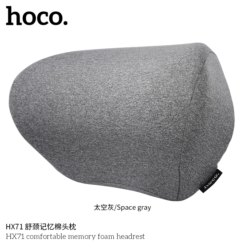 หมอนรองคอเมมโมรี่โฟม HOCO HX71 สีเทา พร้อมสายคาดเบาะในตัว_4