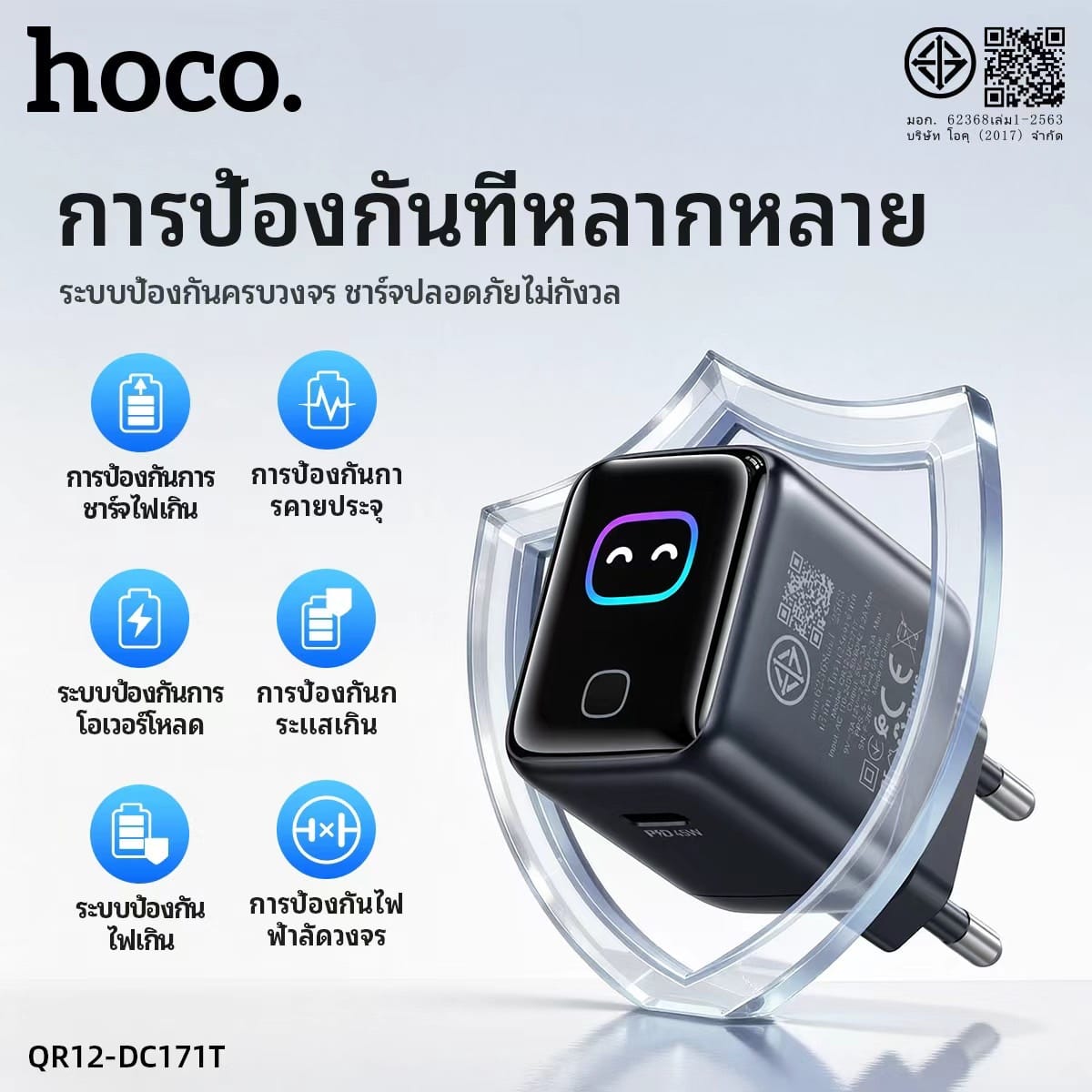 ชุดชาร์จเร็ว HOCO DC171T หัวชาร์จ GAN PD 45W พร้อมสายชาร์จ TYPE-C TO TYPE-C 1 เมตร_7